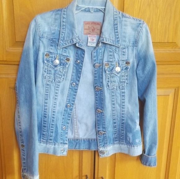 true religion jean jacket light blue
